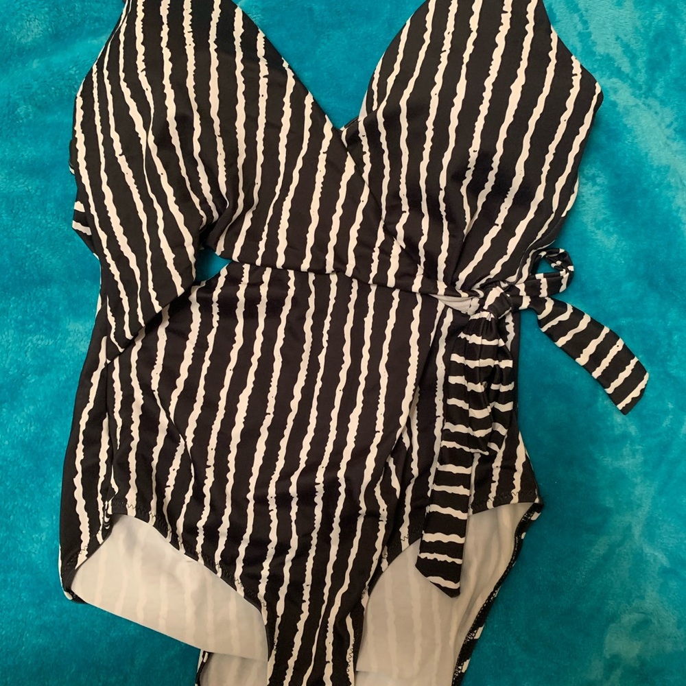 Black and White Bathing Suit One Piece